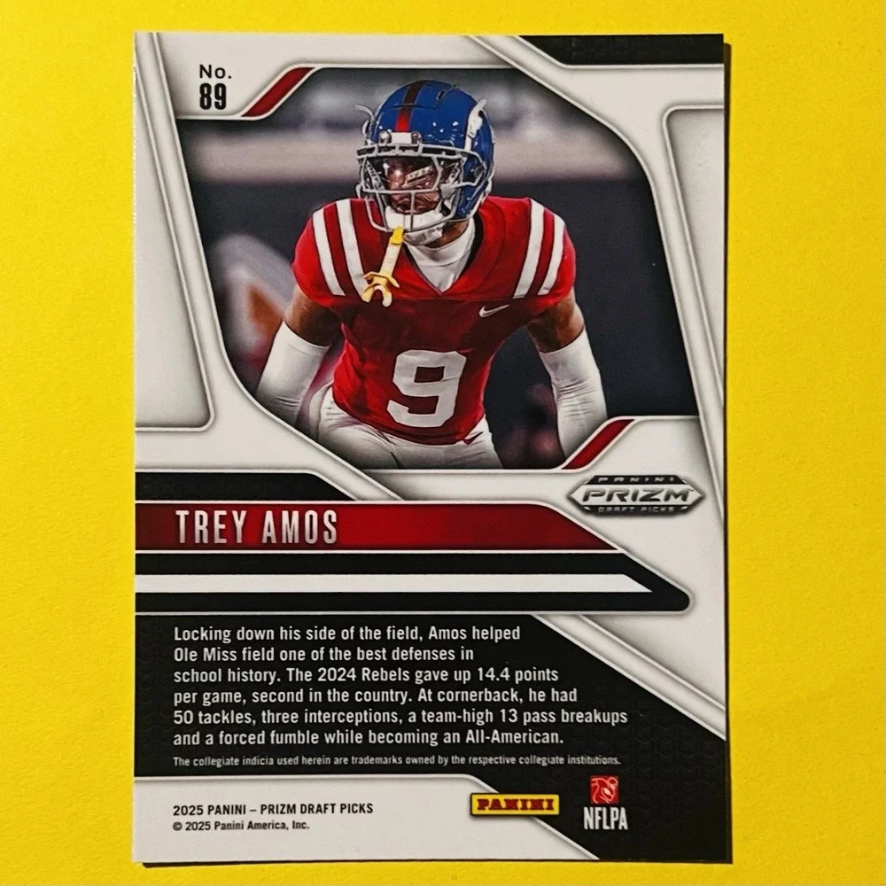 2025 Panini Prizm Draft Picks Trey Amos Rookie RC #89 Ole Miss Rebels